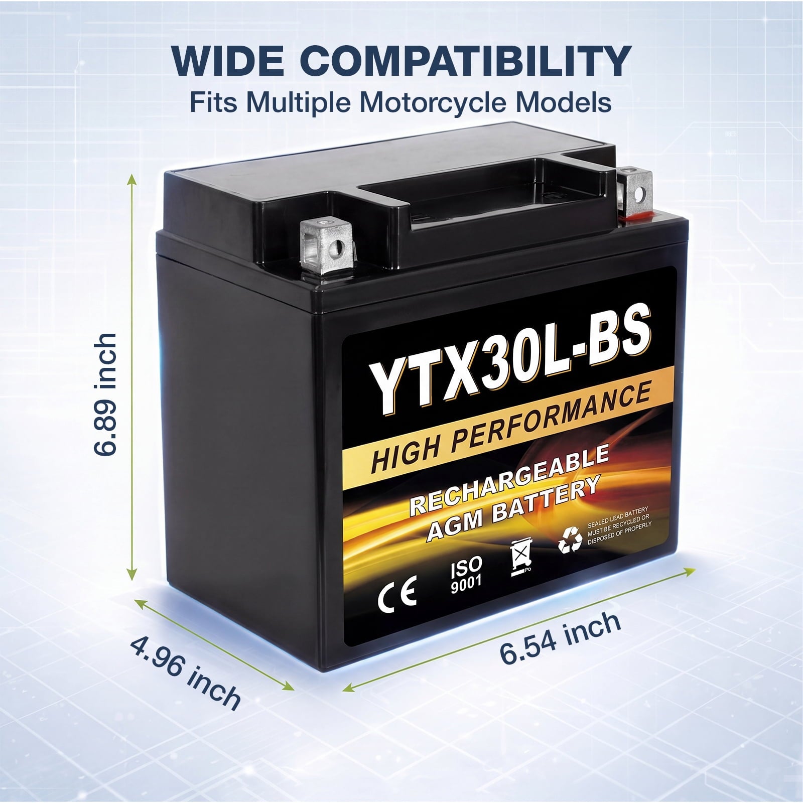 Anlibatt YTX20HL-BS Motorcycle Battery 12V 18Ah 300CCA Rechargeable Sealed Batteries Powersport Replacement for ATV, Scooter, Jet ski, Dirt Bike